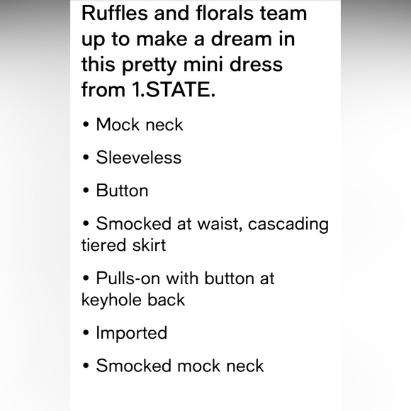 NWT 1. State Floral High Shirred Neck Sleeveless Ruffle Skirt Mini Dress -Sz XL - Picture 11 of 16